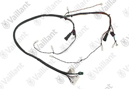 Vaillant Kabelbaum mit verschiedenen Anschlüssen und Leitungen, geeignet für die Elektronik von Heizsystemen, dargestellt auf hellem Hintergrund.